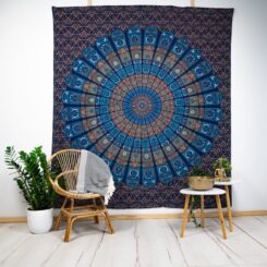 Alternative view of Authentiek wandkleed Mandala blauw/oranje (240 x 210 cm)