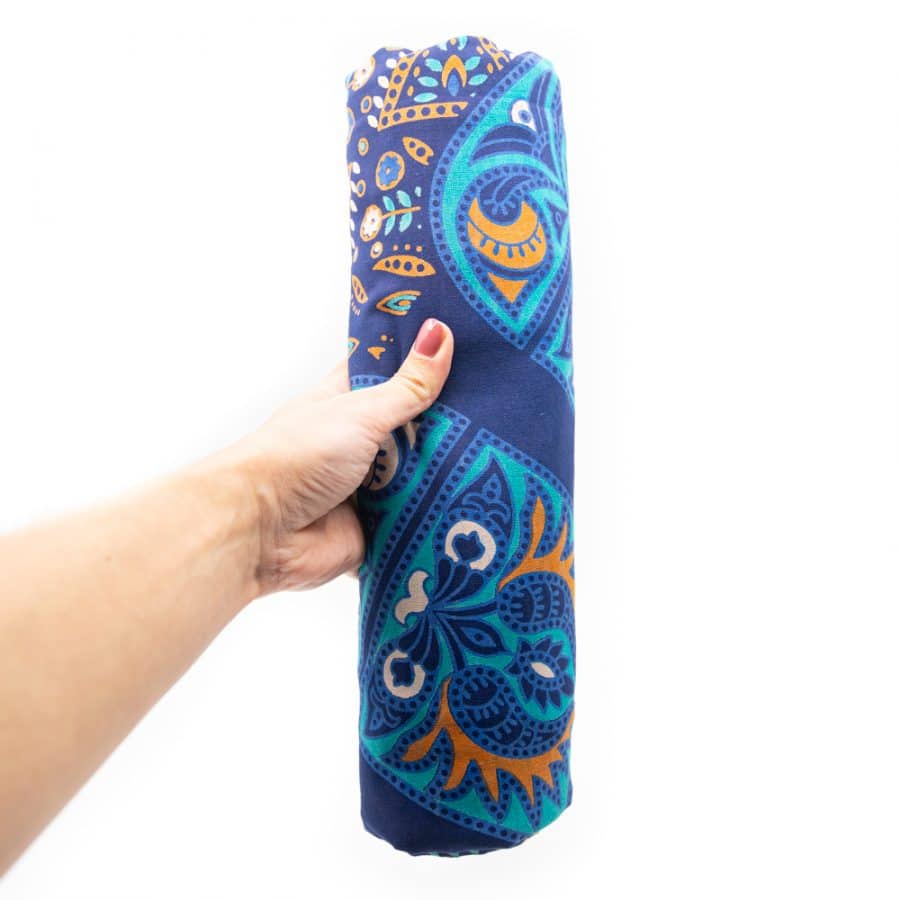 Authentiek wandkleed Mandala blauw/oranje (240 x 210 cm) - Afbeelding 4