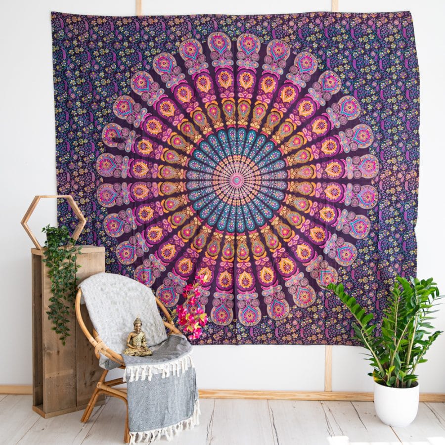 Authentiek wandkleed Mandala paars (240 x 210 cm) - Afbeelding 2