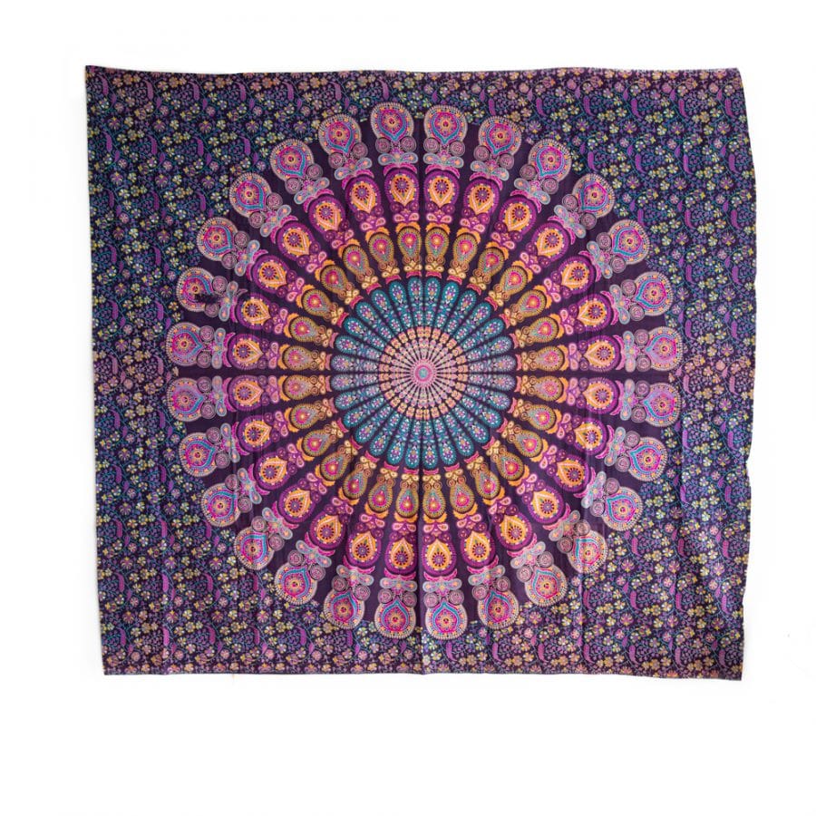 Authentiek wandkleed Mandala paars (240 x 210 cm)