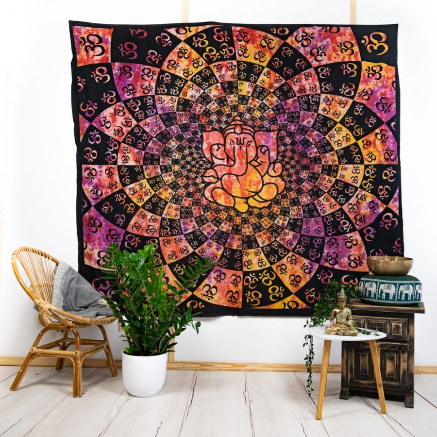 Authentiek wandkleed Olifant met OHM (240 x 210 cm) - Afbeelding 2