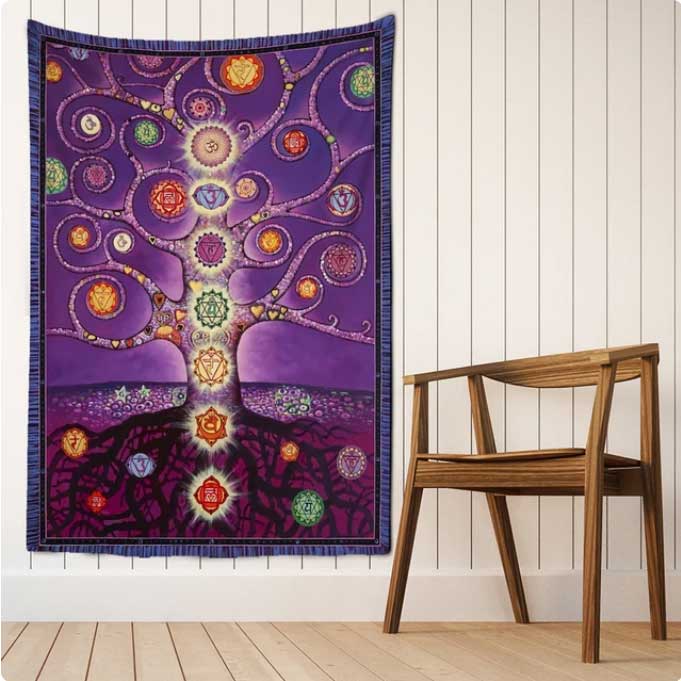 Wandkleed chakra's paars (95 x 70 cm)