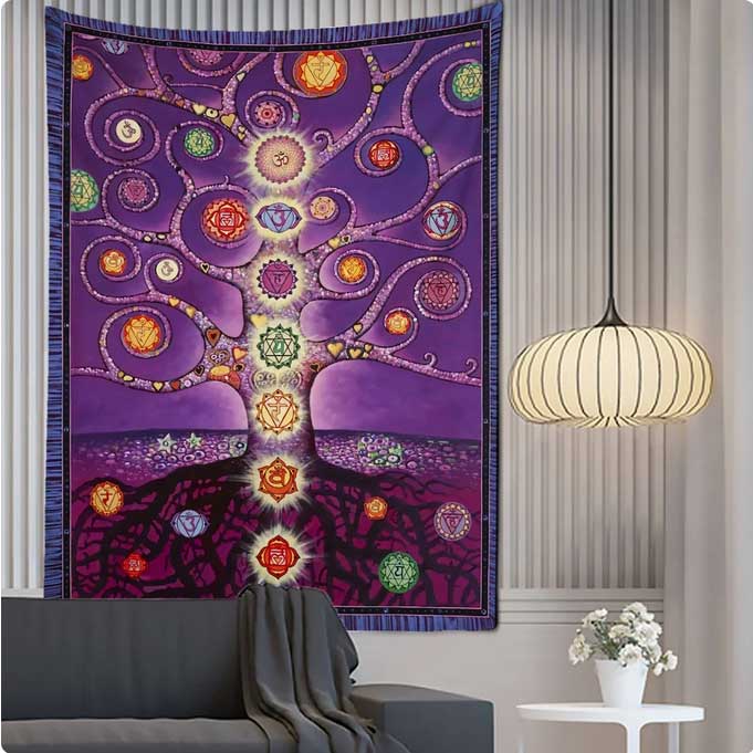 Wandkleed chakra's paars (95 x 70 cm) - Afbeelding 2