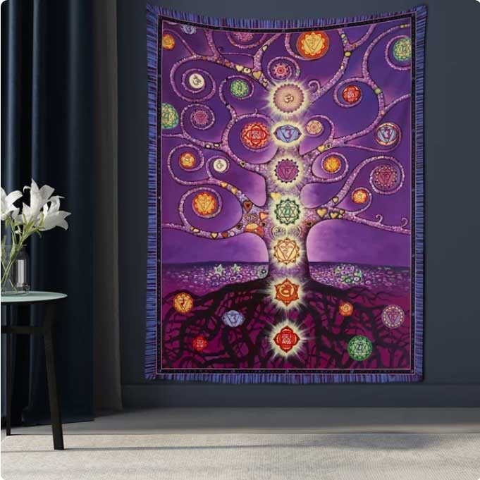 Wandkleed chakra's paars (95 x 70 cm) - Afbeelding 3