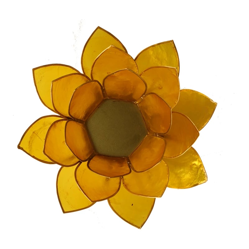 Lotus sfeerlicht Geel (3e chakra) goudrand - Afbeelding 2