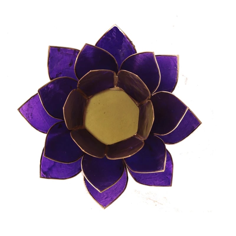 Lotus sfeerlicht Violet (7e chakra) goudrand - Afbeelding 2