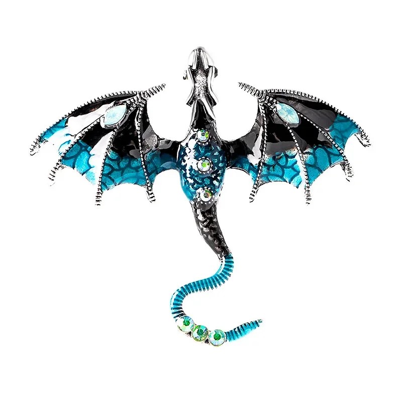 draak speld / broche blauw