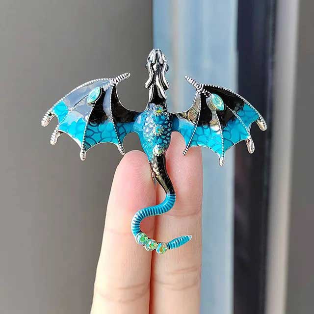 draak speld / broche blauw