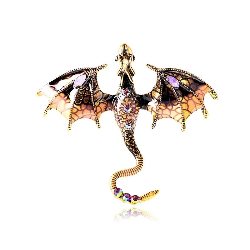 draak speld / broche bruin