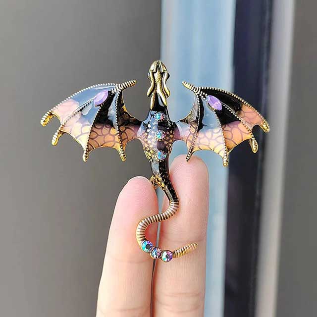 draak speld / broche bruin