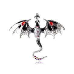 draak speld / broche zwart/wit