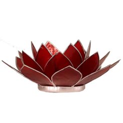 Lotus sfeerlicht Rood (1e chakra) zilverrand