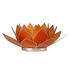 Lotus sfeerlicht Oranje (2e chakra) zilverrand