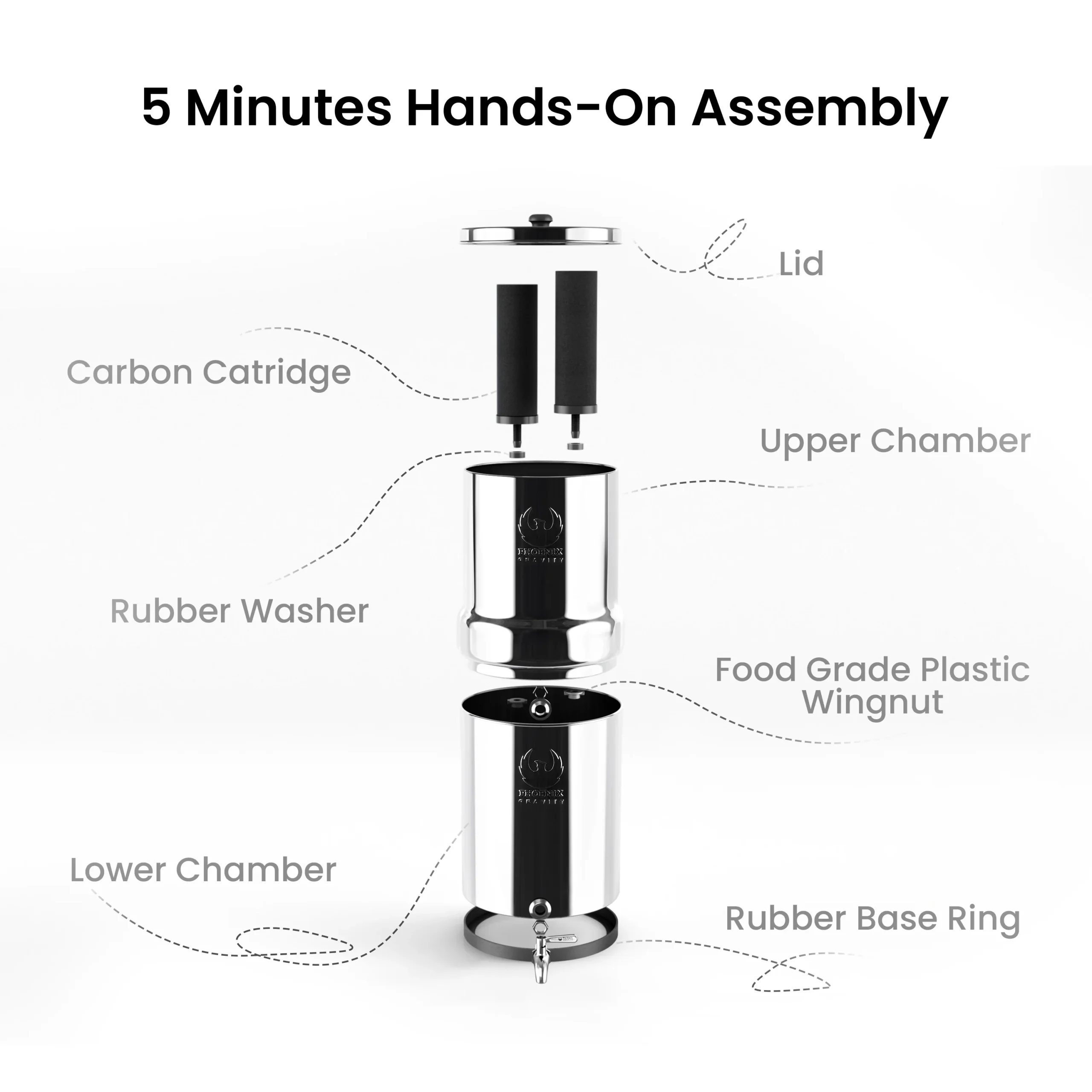 Phoenix Gravity 6L RVS Waterfilter Zwaartekracht Systeem - Afbeelding 4