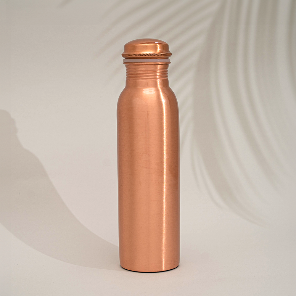 Koperen waterfles glad - 950 ml - in luxe geschenkverpakking - Afbeelding 2