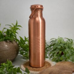 Koperen waterfles mat Flower of Life met handgreep - 750 ml - in luxe geschenkverpakking